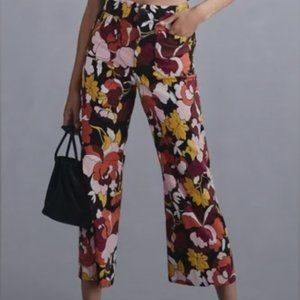 Anthropologie Maeve The Colette Cropped Wide Leg Trousers in Floral